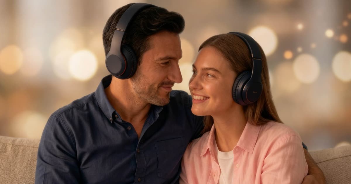 Real couple listening to a custom song reference preview